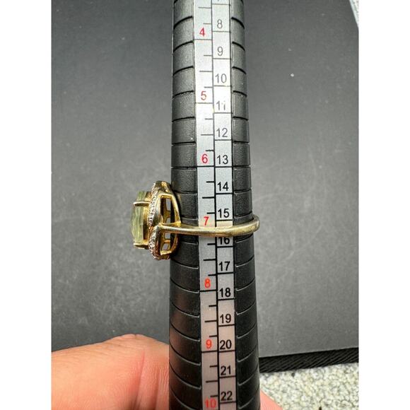 Clyde Duneier CID 925 Sterling Silver Gold Tone Oval Cut Aquamarine Ring Sz 7 - Picture 8 of 8